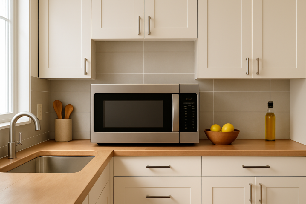 주방에 전자레인지가 있는 모습